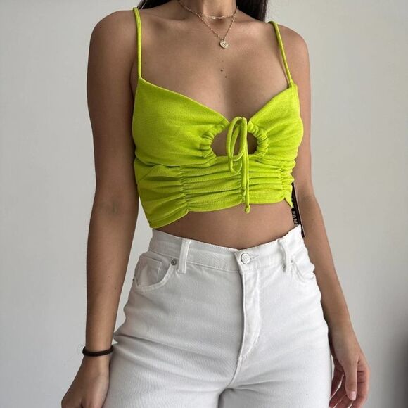 Almost Famous slinky ruched crop top - Picture 2 of 7